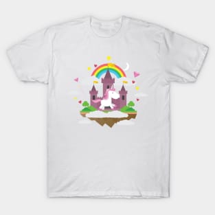 Unicorn Rainbow Castle Colorful T-Shirt